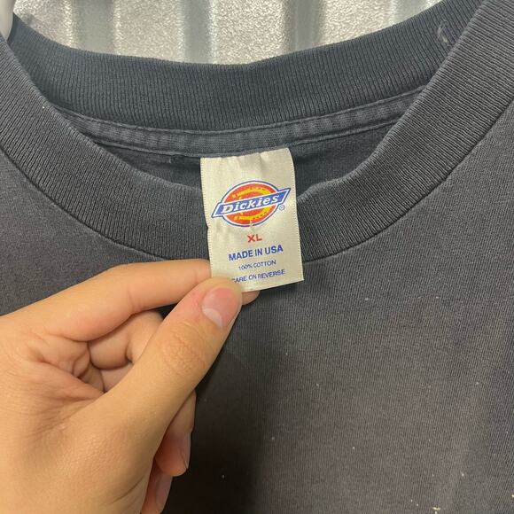 VTG 90's Dickies Black Faded Painted Pocket T Shirt Made in USA SZ XL - Picture 2 of 5